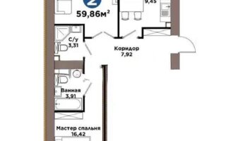 Продажа 2-комнатной квартиры, 60 м²