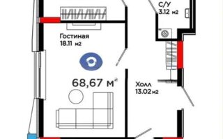 Продажа 2-комнатной квартиры, 68 м²