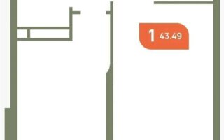 Продажа 1-комнатной квартиры, 43.5 м²