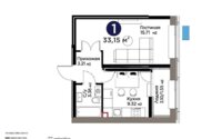 Продажа 1-комнатной квартиры, 33.15 м² в Астане