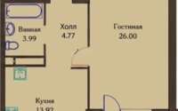 Продажа 1-комнатной квартиры, 53.63 м² в Астане