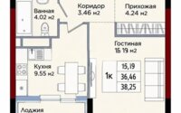 Продажа 1-комнатной квартиры, 38.25 м² в Астане