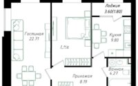 Продажа 2-комнатной квартиры, 62.67 м² в Астане
