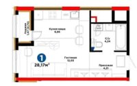 Продажа 1-комнатной квартиры, 28 м² в Астане