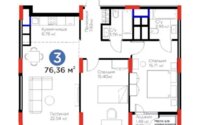 Продажа 3-комнатной квартиры, 76.36 м² в Астане