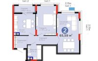 Продажа 2-комнатной квартиры, 65.59 м² в Астане