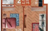 Продажа 2-комнатной квартиры, 42.95 м² в Астане