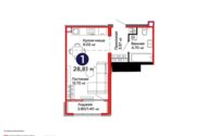 Продажа 1-комнатной квартиры, 28.81 м² в Астане