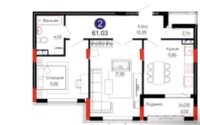 Продажа 2-комнатной квартиры, 61 м² в Астане
