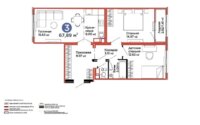 Продажа 3-комнатной квартиры, 67.89 м² в Астане