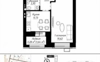 Продажа 1-комнатной квартиры, 38.59 м² в Астане