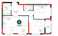 Продажа 3-комнатной квартиры, 76 м² в Астане