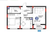 Продажа 2-комнатной квартиры, 57.7 м² в Астане