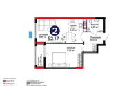 Продажа 2-комнатной квартиры, 52.17 м² в Астане