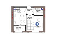 Продажа 1-комнатной квартиры, 36.21 м² в Астане