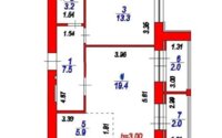 Продажа 2-комнатной квартиры, 53.3 м² в Астане