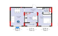 Продажа 2-комнатной квартиры, 61 м² в Астане