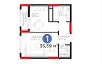 Продажа 1-комнатной квартиры, 33.39 м² в Астане