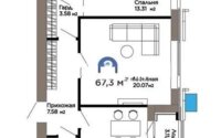 Продажа 2-комнатной квартиры, 67.3 м² в Астане