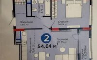 Продажа 2-комнатной квартиры, 54.8 м² в Астане