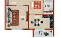 Продажа 1-комнатной квартиры, 43.71 м² в Астане