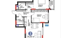 Продажа 3-комнатной квартиры, 75.93 м² в Астане