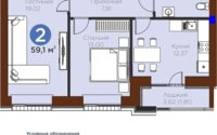 Продажа 2-комнатной квартиры, 59 м² в Астане