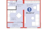 Продажа 1-комнатной квартиры, 34.53 м² в Астане