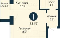 Продажа 1-комнатной квартиры, 33.37 м² в Астане