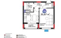 Продажа 1-комнатной квартиры, 35.8 м² в Астане