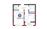 Продажа 1-комнатной квартиры, 33.37 м² в Астане