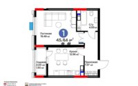 Продажа 1-комнатной квартиры, 45.84 м² в Астане