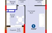 Продажа 1-комнатной квартиры, 41.51 м² в Астане