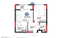 Продажа 2-комнатной квартиры, 54.72 м² в Астане