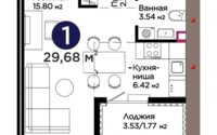 Продажа 1-комнатной квартиры, 29.68 м² в Астане