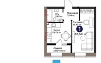 Продажа 1-комнатной квартиры, 32.58 м² в Астане