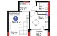Продажа 1-комнатной квартиры, 38.3 м² в Астане