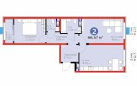 Продажа 2-комнатной квартиры, 66.57 м² в Алматы