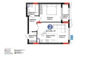 Продажа 2-комнатной квартиры, 52.56 м² в Астане