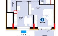 Продажа 2-комнатной квартиры, 43 м² в Астане