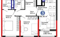 Продажа 3-комнатной квартиры, 66.16 м² в Астане