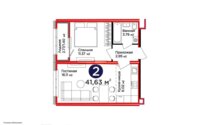 Продажа 2-комнатной квартиры, 41.63 м² в Астане