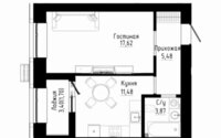 Продажа 1-комнатной квартиры, 40.75 м² в Астане