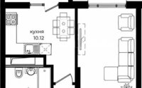 Продажа 2-комнатной квартиры, 42.22 м² в Астане