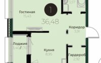Продажа 1-комнатной квартиры, 36.48 м² в Астане