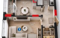 Продажа 1-комнатной квартиры, 33.55 м² в Астане