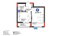 Продажа 1-комнатной квартиры, 35.98 м² в Астане