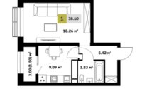 Продажа 1-комнатной квартиры, 38 м² в Алматы