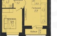 Продажа 2-комнатной квартиры, 51.1 м² в Астане