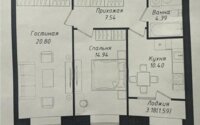 Продажа 2-комнатной квартиры, 59.66 м² в Астане